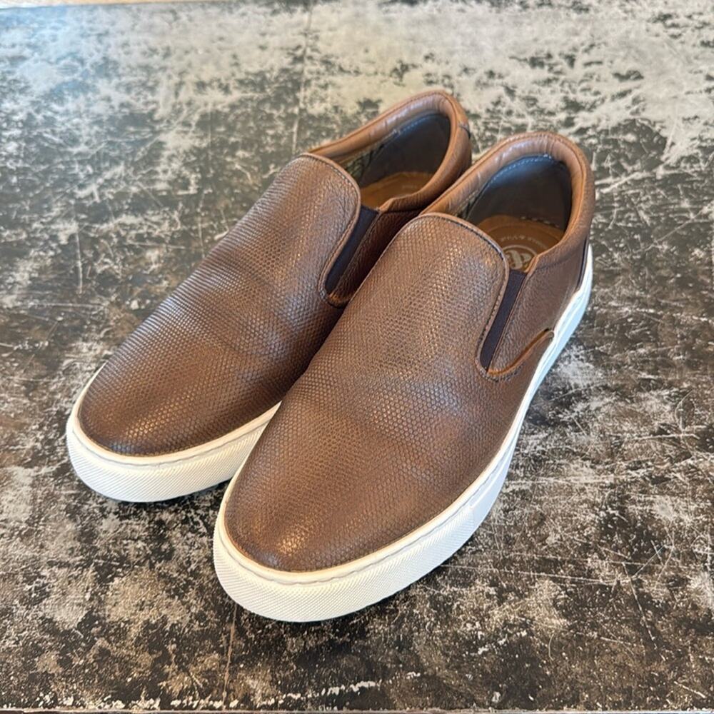 Mens Thomas and Vine Brown Leather Slip On Sneakers Size 9.5